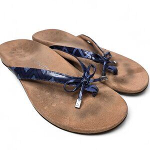 Vionic Rest Bella Thong Sandals Women's Patent Strap Diamond Pattern Beach 10